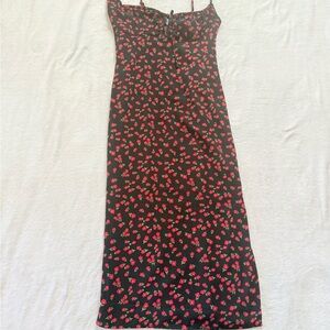 Princess Polly Charcoal and Red Floral Dress